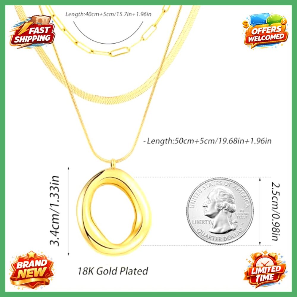 Gold Plated Layered Necklace Set Stackable Pendan… - image 5